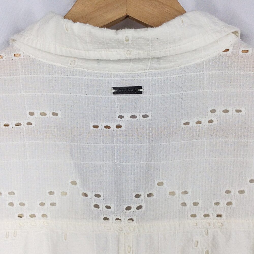 prAna Women's Ladyland Dress Medium White Summer Eyelet Organic Cotton Beachy - Picture 8 of 9